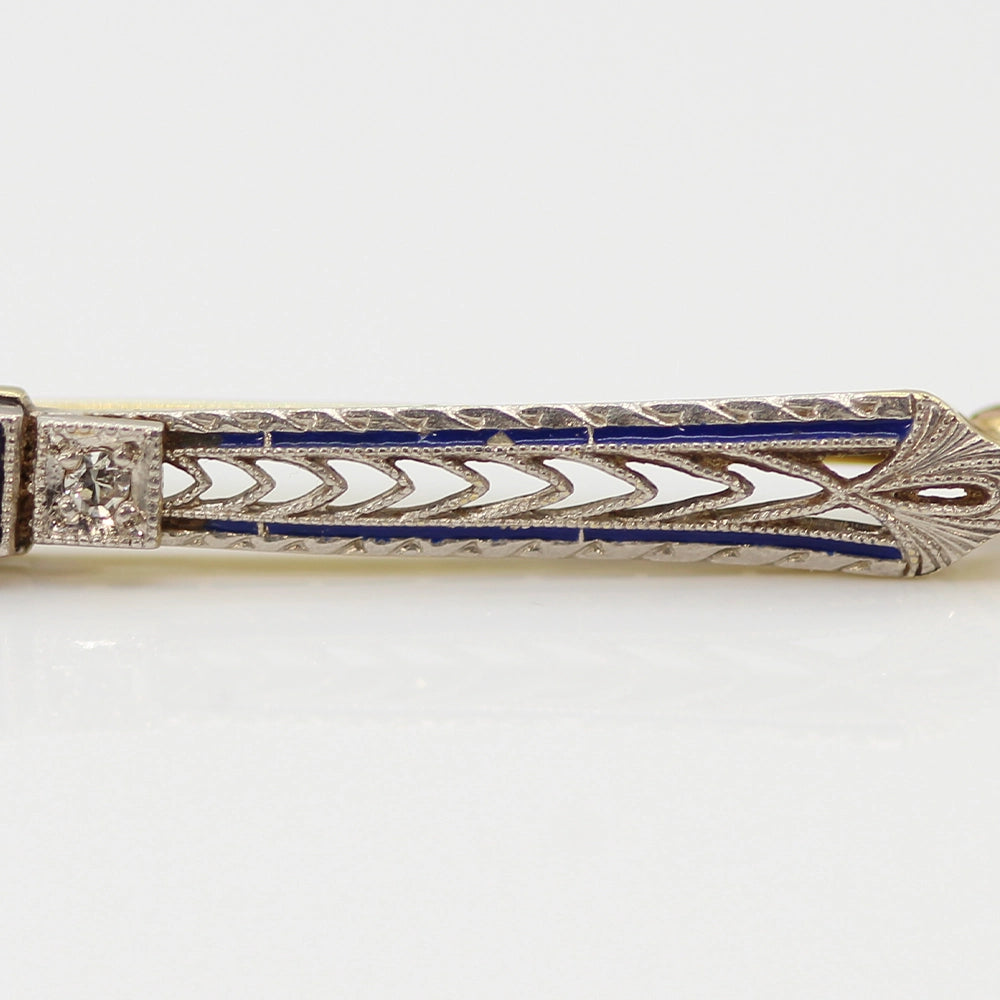 Vintage 14K Gold Sapphire and Diamond Bar Pin