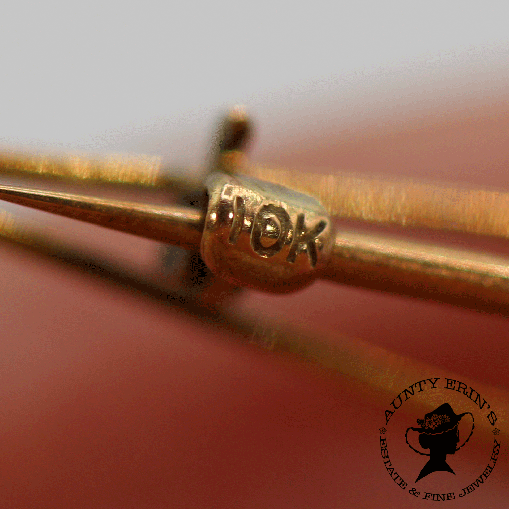 Boho 10K Yellow Gold and Amethyst Moon Pin