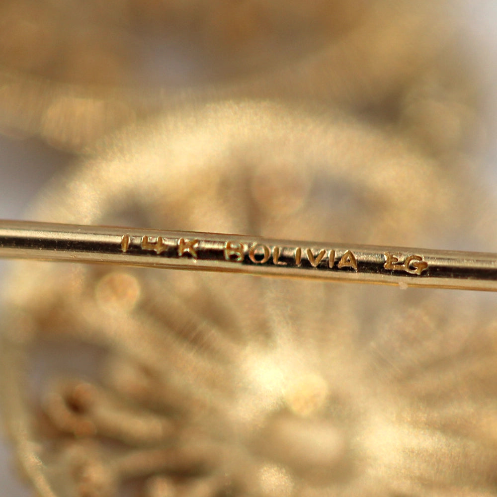 14K Yellow Gold Starburst Drop Earrings