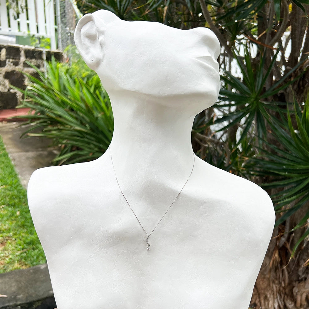 14K White Gold River of Diamonds Pendant with Box Chain