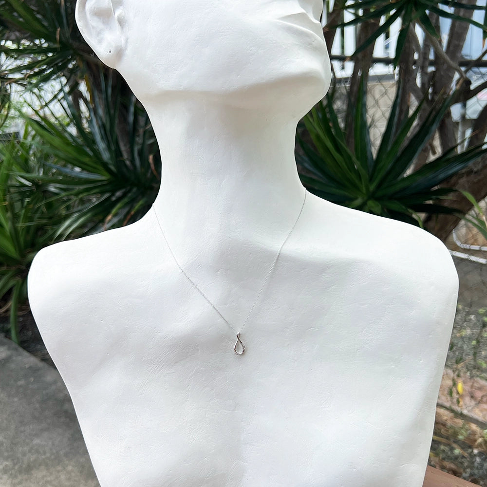 14K White Gold and Diamond Infinity Pendant with 18 inch Chain