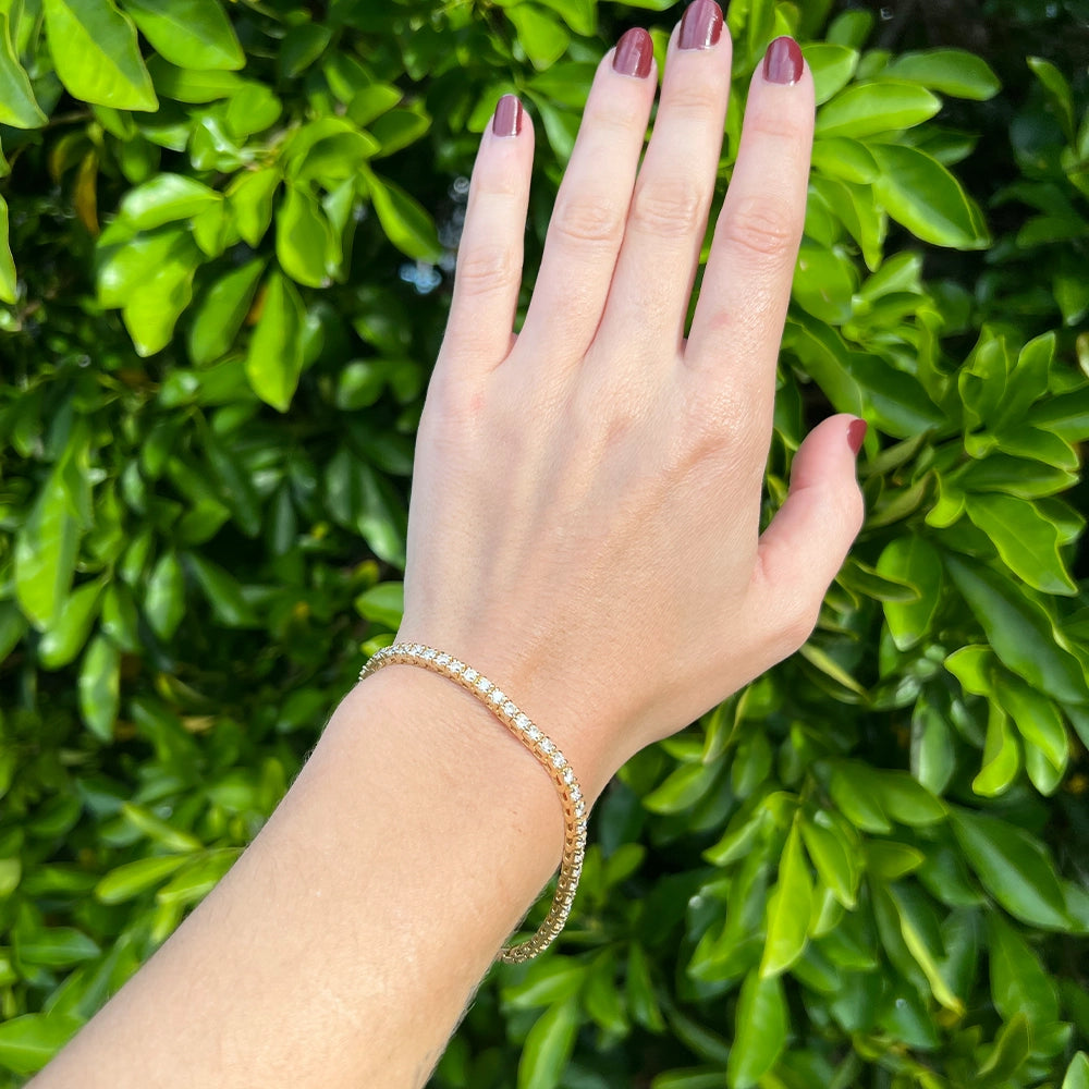 14K Yellow Gold Diamond Tennis Bracelet SIZE 6.75