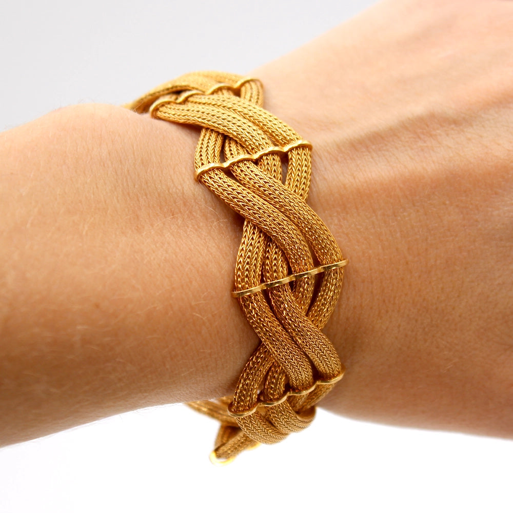 18K Yellow Gold Woven Mesh Bracelet SIZE 7