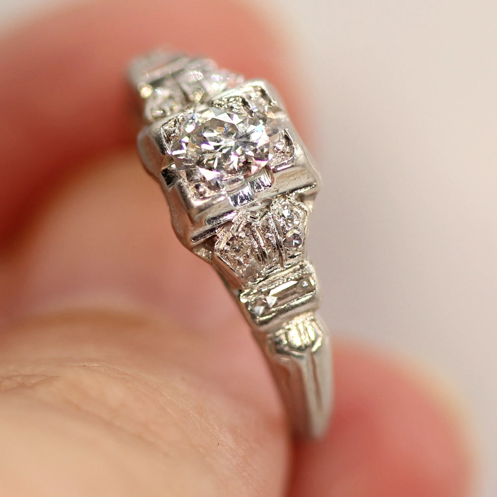 Vintage Art Deco Platinum and Diamond Ring SIZE 6.5