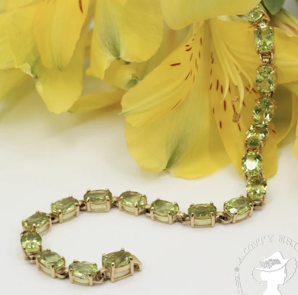 10K Yellow Gold 20ctw Peridot Tennis Bracelet SIZE 7