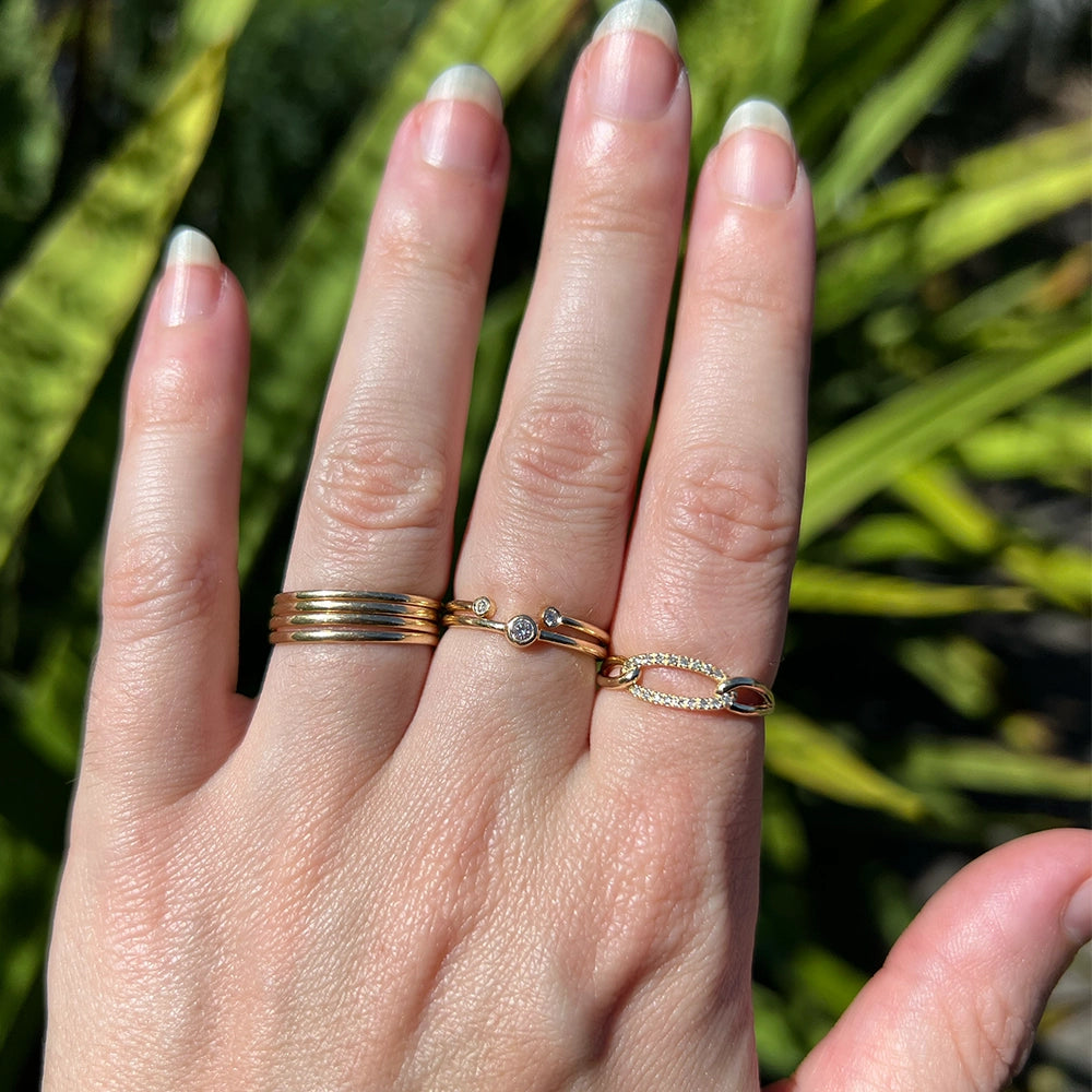 Set of Four Mejuri 14K Yellow Gold Stacking Band Rings SIZE 6