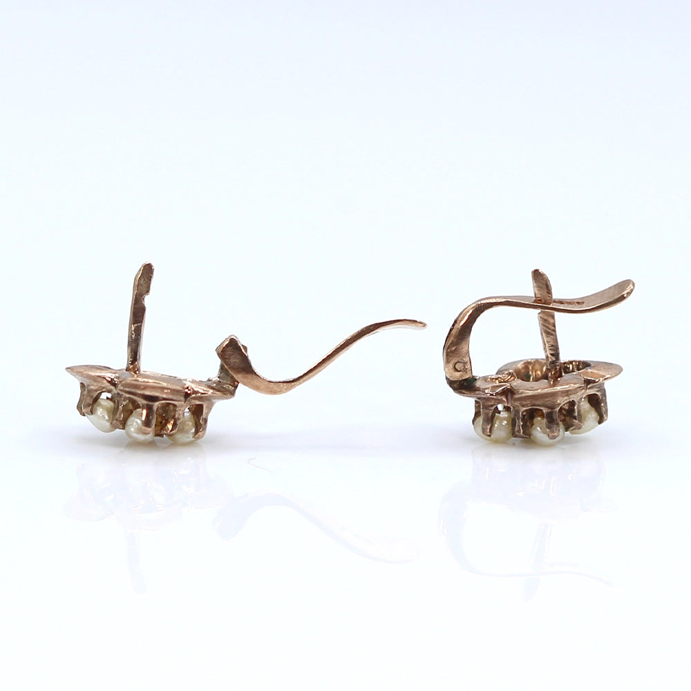 Vintage 10K Yellow Gold and Keshi Pearl Stud Earrings