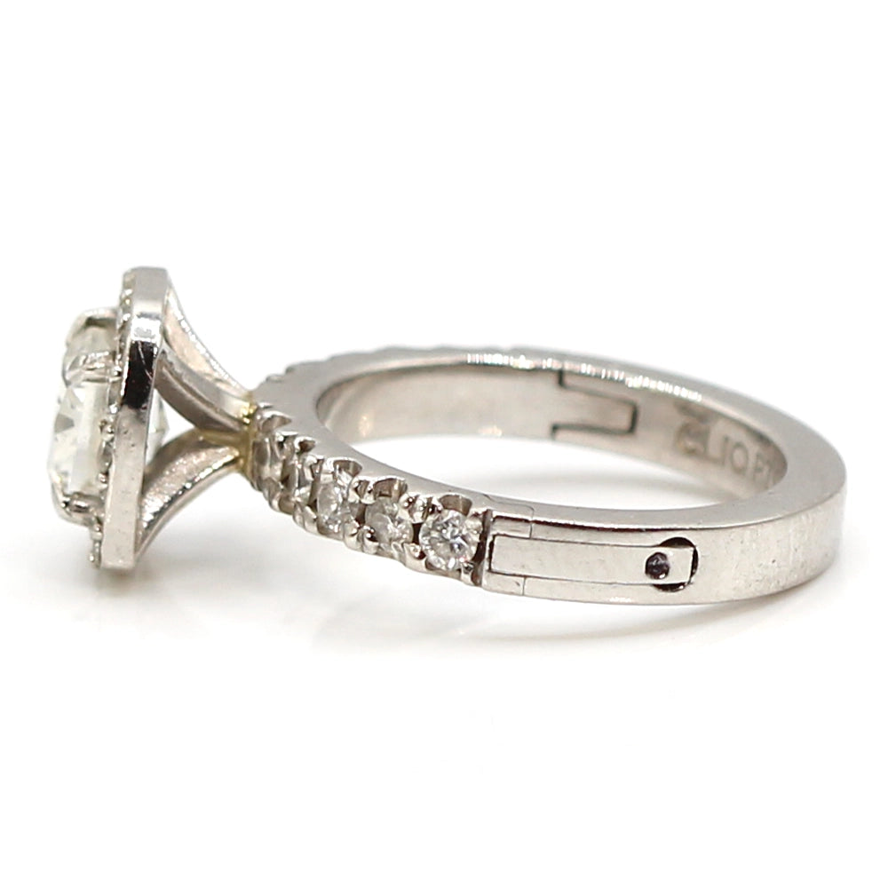 Vintage Platinum and Diamond Halo Ring SIZE 4.5 with Open Shank