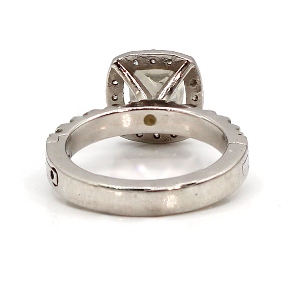 Vintage Platinum and Diamond Halo Ring SIZE 4.5 with Open Shank