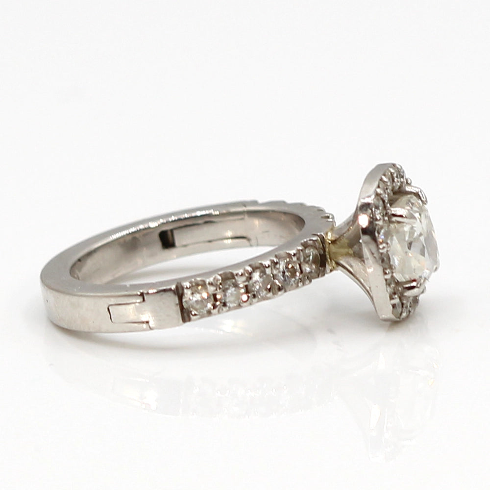 Vintage Platinum and Diamond Halo Ring SIZE 4.5 with Open Shank