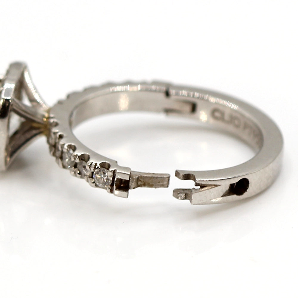 Vintage Platinum and Diamond Halo Ring SIZE 4.5 with Open Shank
