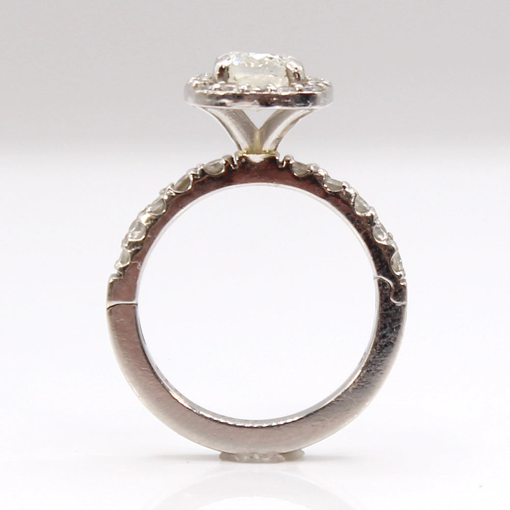 Vintage Platinum and Diamond Halo Ring SIZE 4.5 with Open Shank
