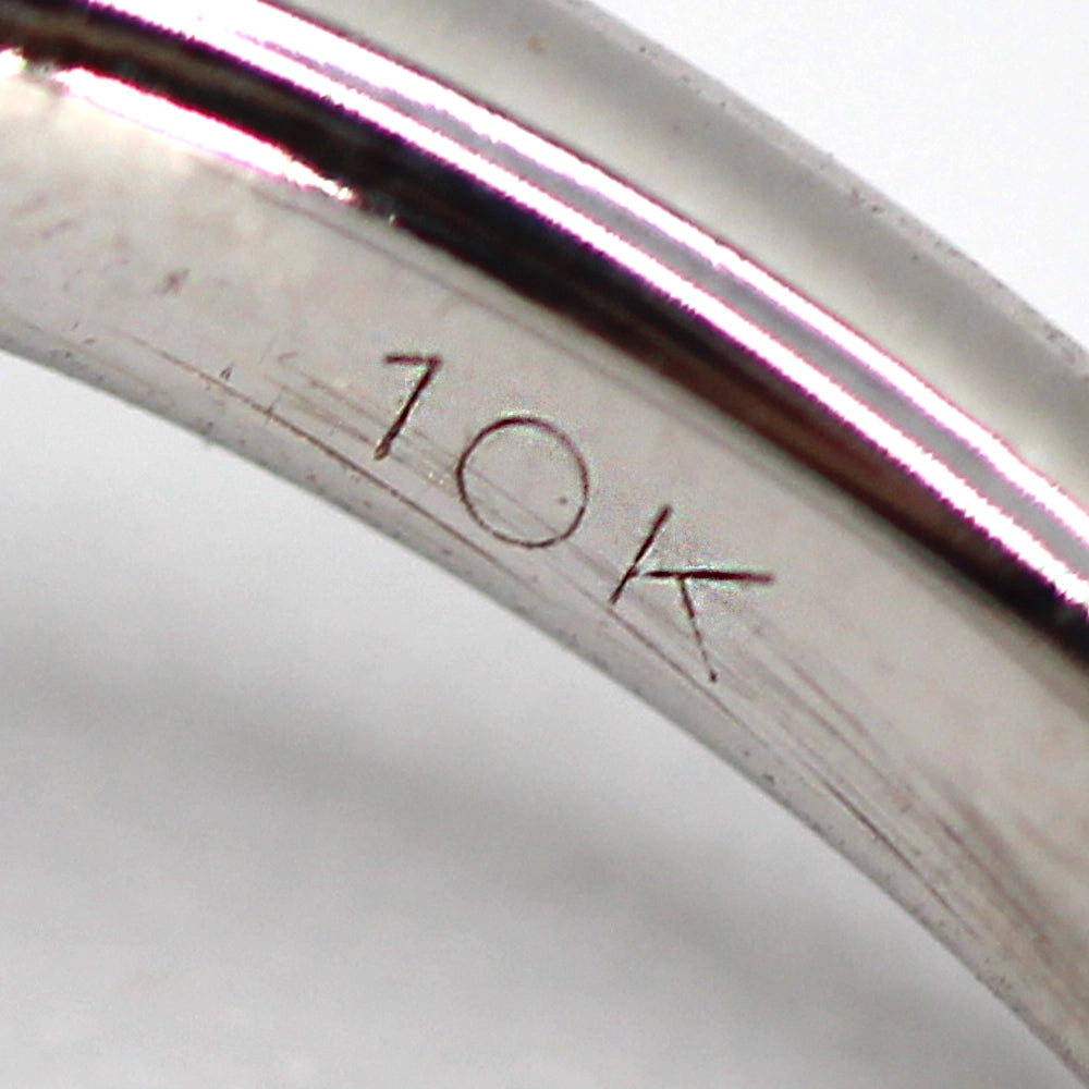 10K White Gold and Emerald Cut Diamond Halo Ring SIZE 5