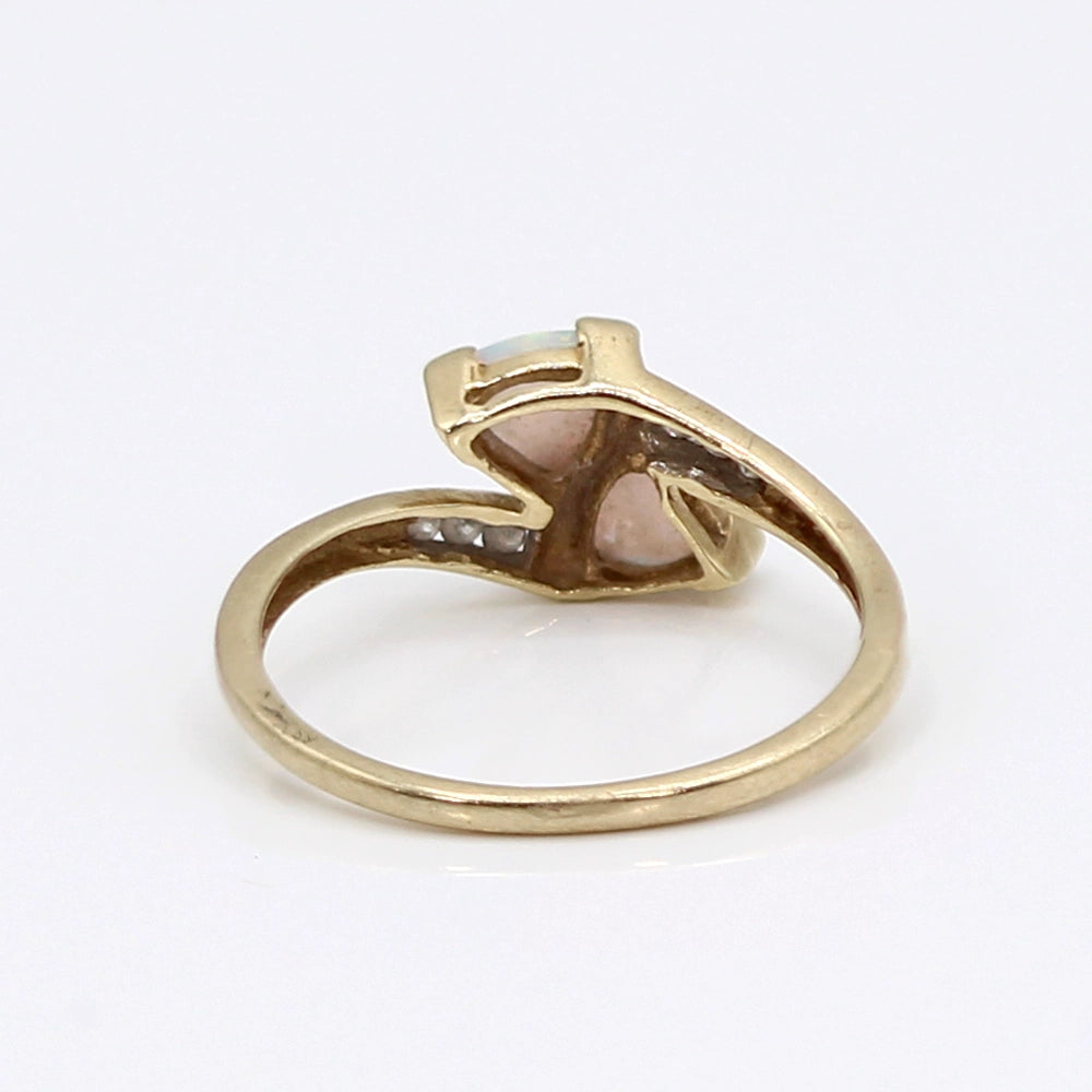 10K Yellow Gold Double Opal and Diamond Ring SIZE 7