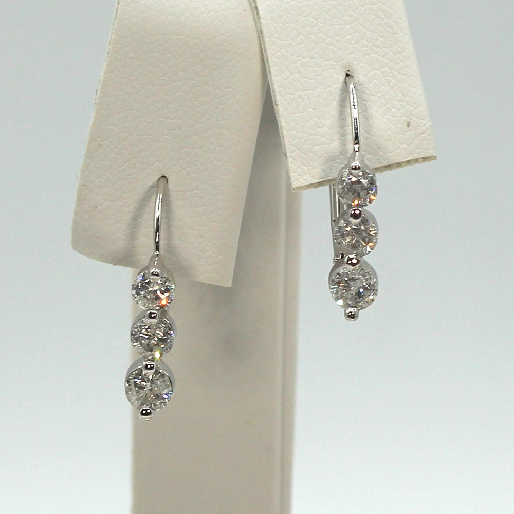 10K White Gold Diamond Leverback Earrings