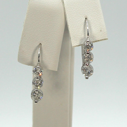 10K White Gold Diamond Leverback Earrings