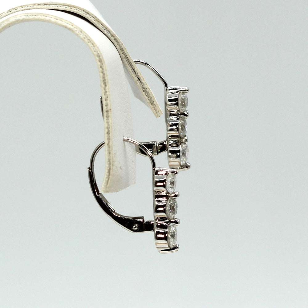 10K White Gold Diamond Leverback Earrings