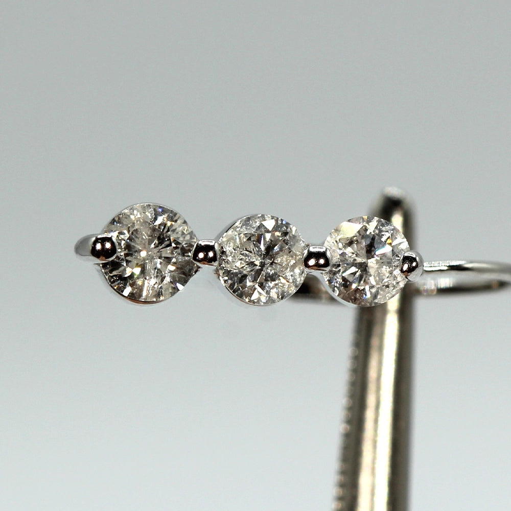 10K White Gold Diamond Leverback Earrings