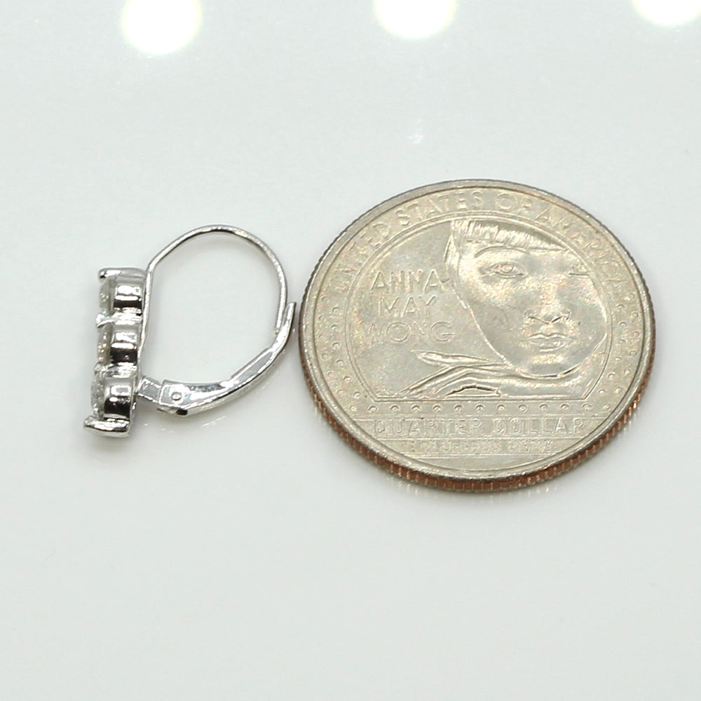 10K White Gold Diamond Leverback Earrings