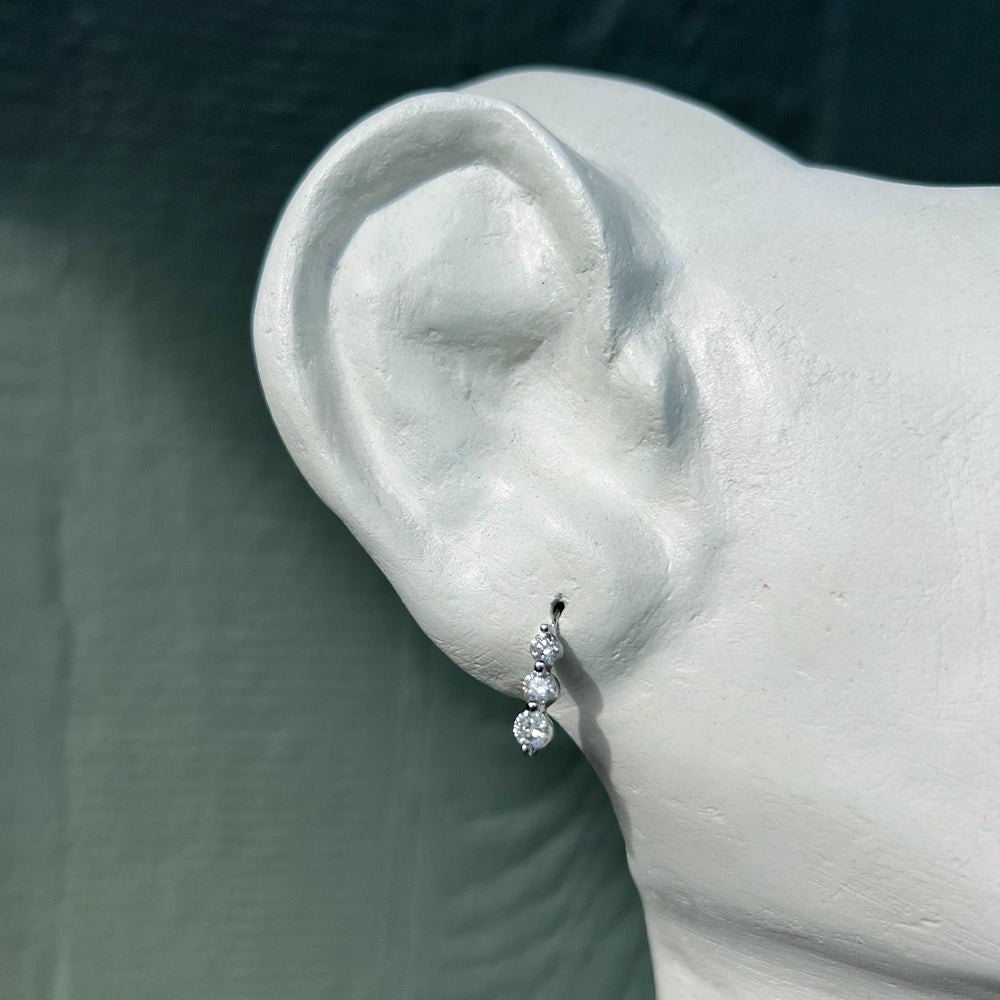 10K White Gold Diamond Leverback Earrings