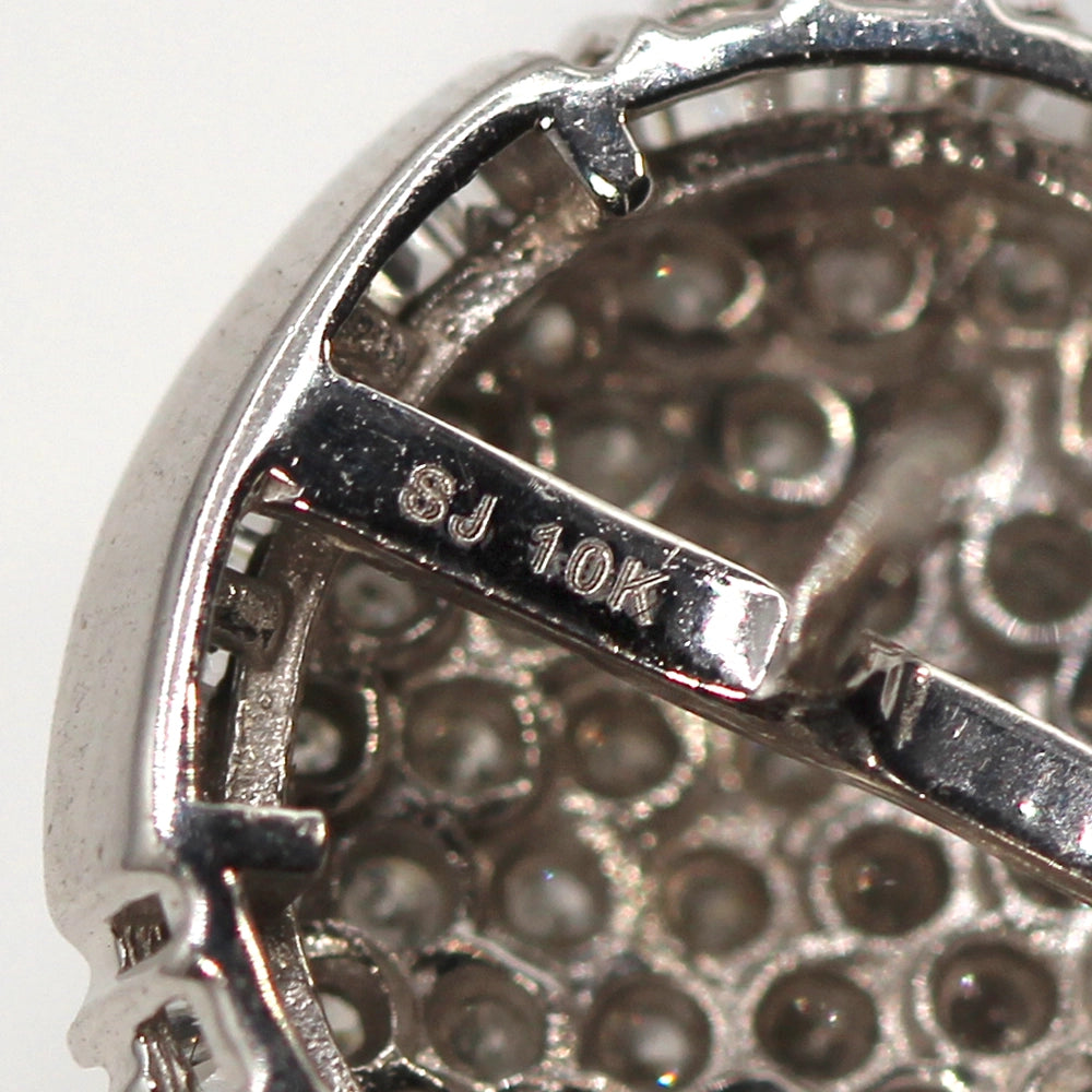 10K White Gold Diamond Dome Earrings with 3 Carats Total Weight