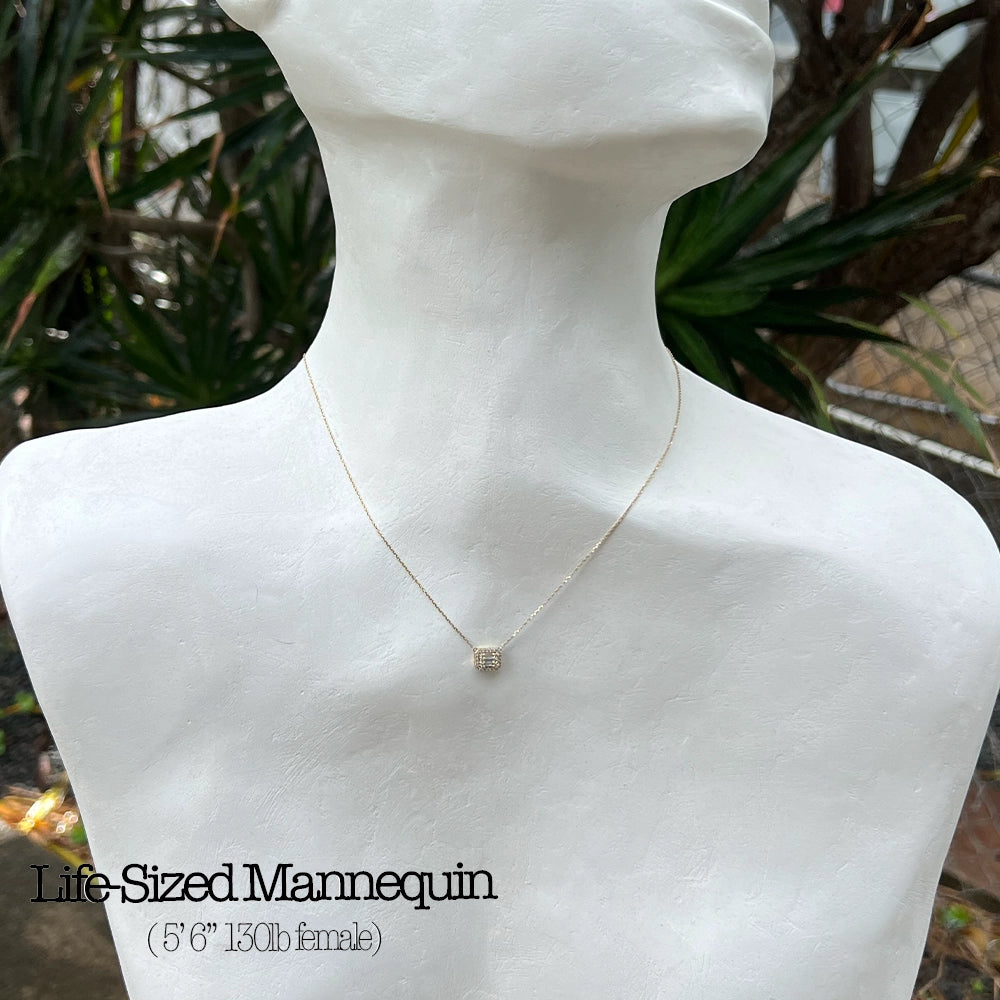 10K Yellow Gold Necklace with Round Brilliant Cut and Baguette Diamonds