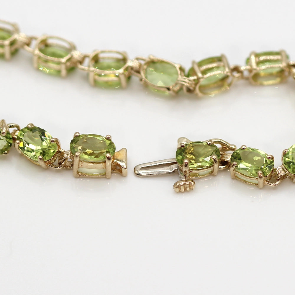 10K Yellow Gold 20ctw Peridot Tennis Bracelet SIZE 7