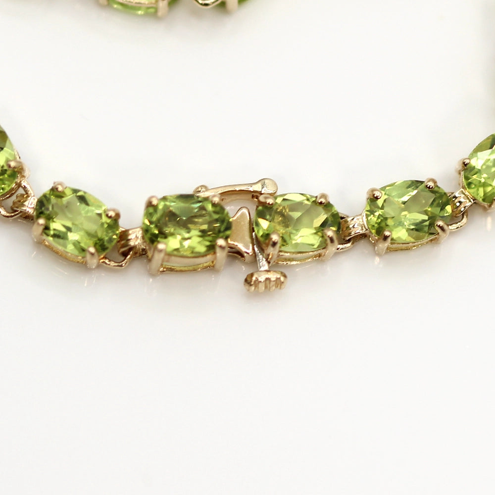 10K Yellow Gold 20ctw Peridot Tennis Bracelet SIZE 7