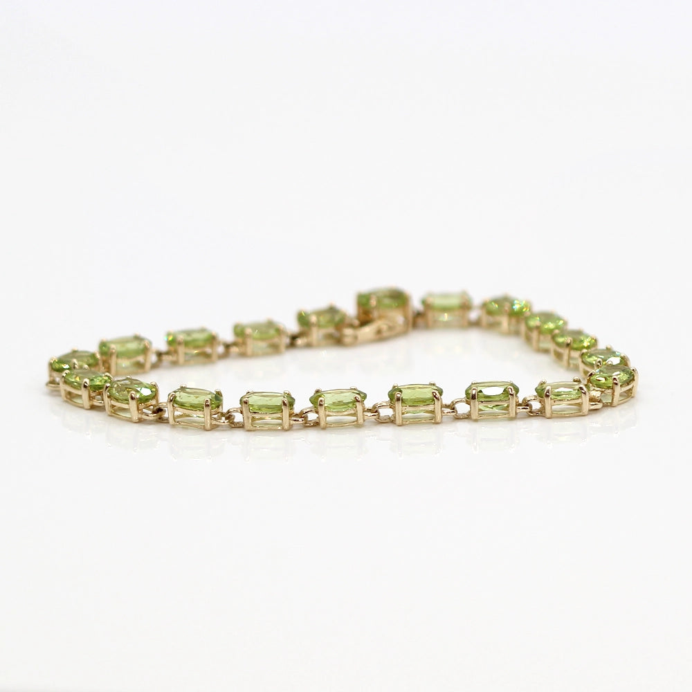 10K Yellow Gold 20ctw Peridot Tennis Bracelet SIZE 7