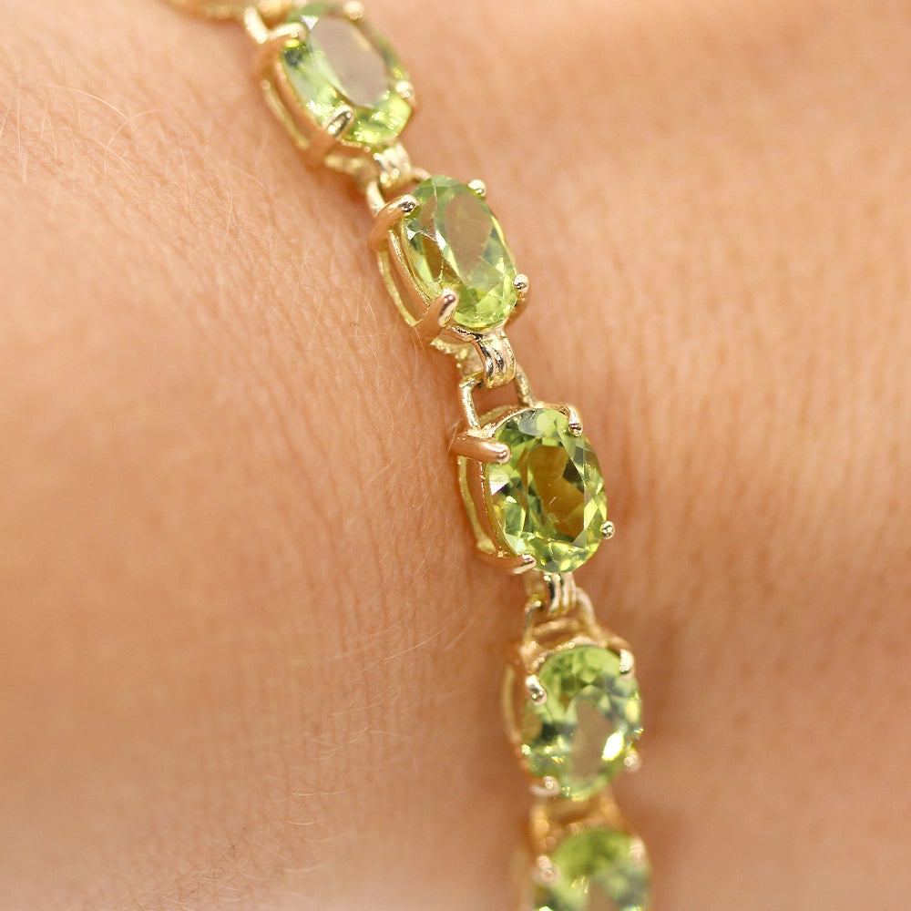 10K Yellow Gold 20ctw Peridot Tennis Bracelet SIZE 7