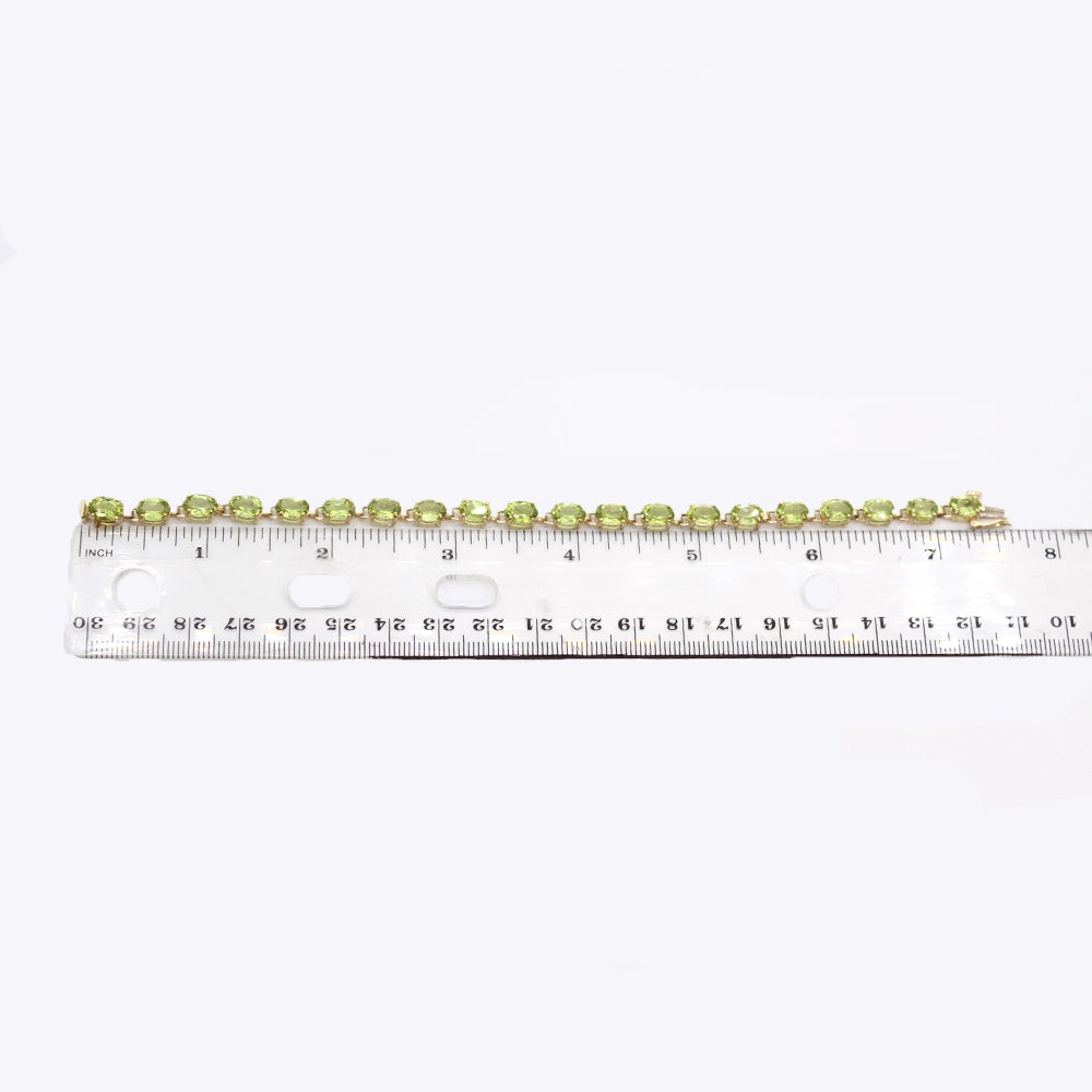 10K Yellow Gold 20ctw Peridot Tennis Bracelet SIZE 7