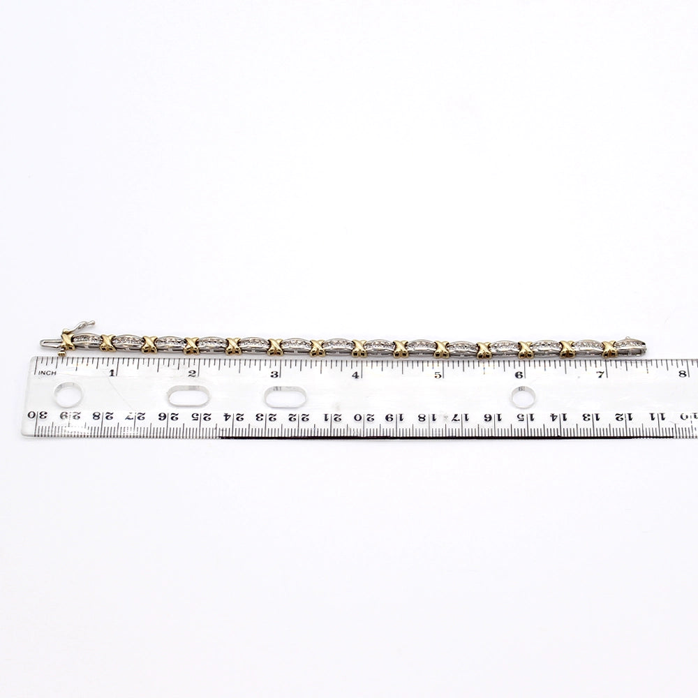 Two-Toned Gold and Diamond Tennis Bracelet SIZE 7