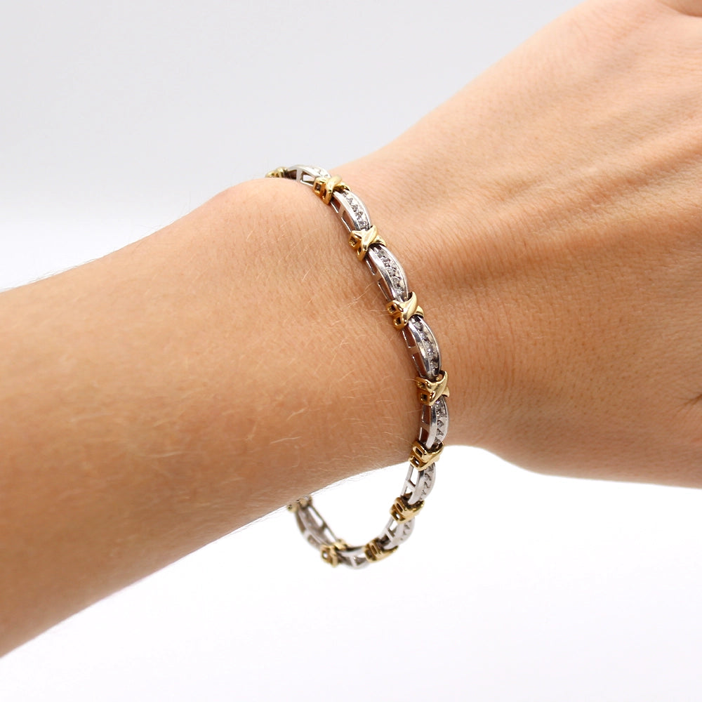 Two-Toned Gold and Diamond Tennis Bracelet SIZE 7