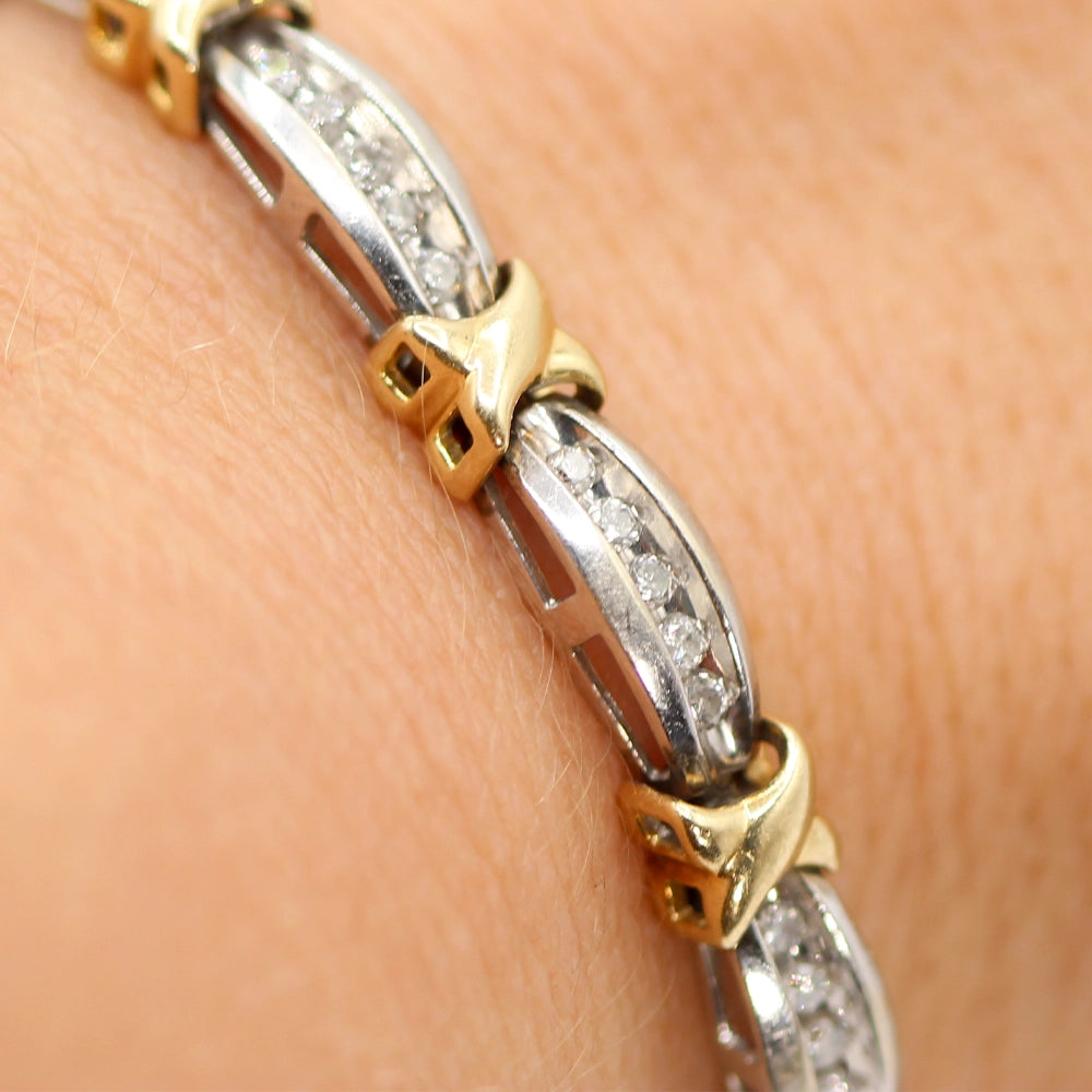 Two-Toned Gold and Diamond Tennis Bracelet SIZE 7