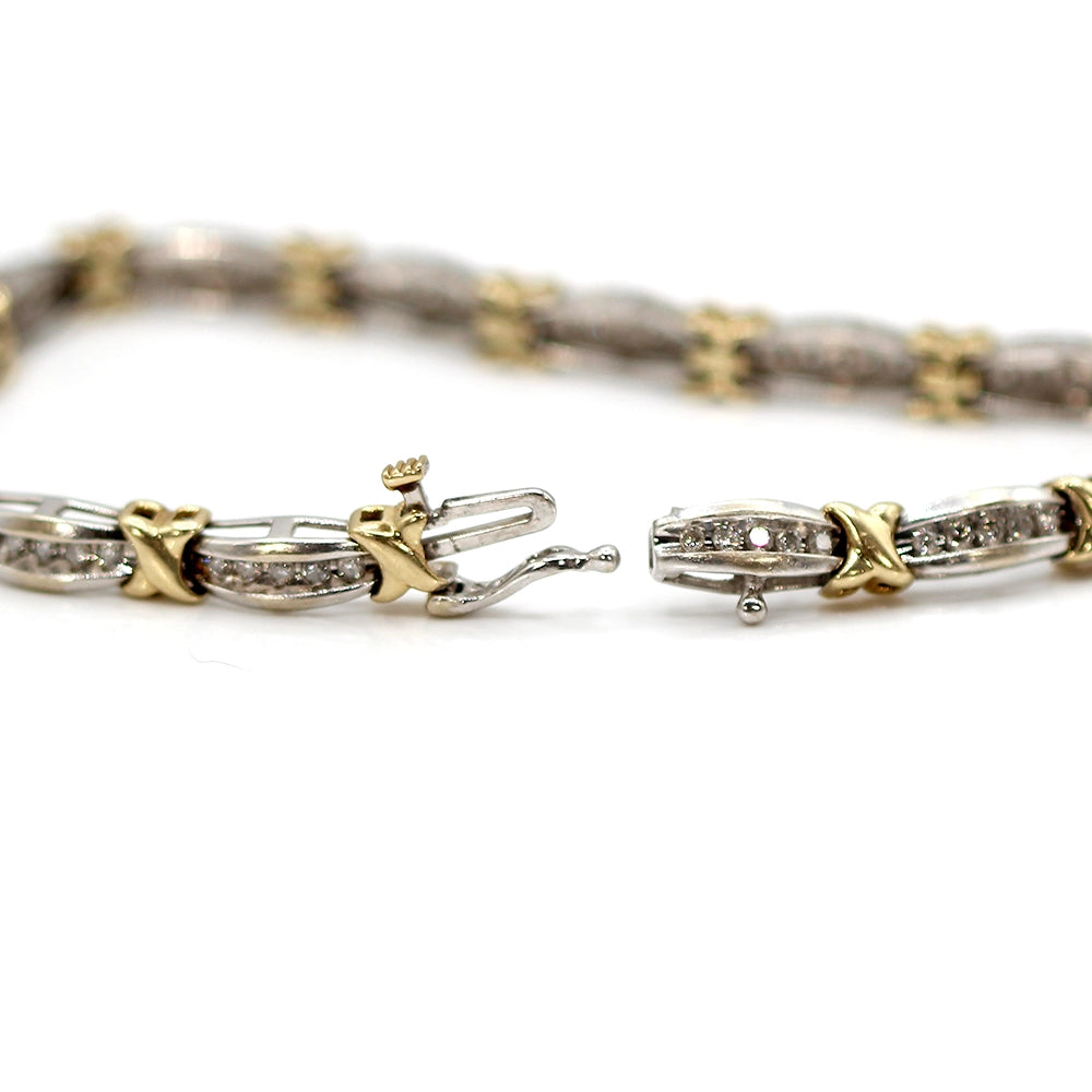 Two-Toned Gold and Diamond Tennis Bracelet SIZE 7