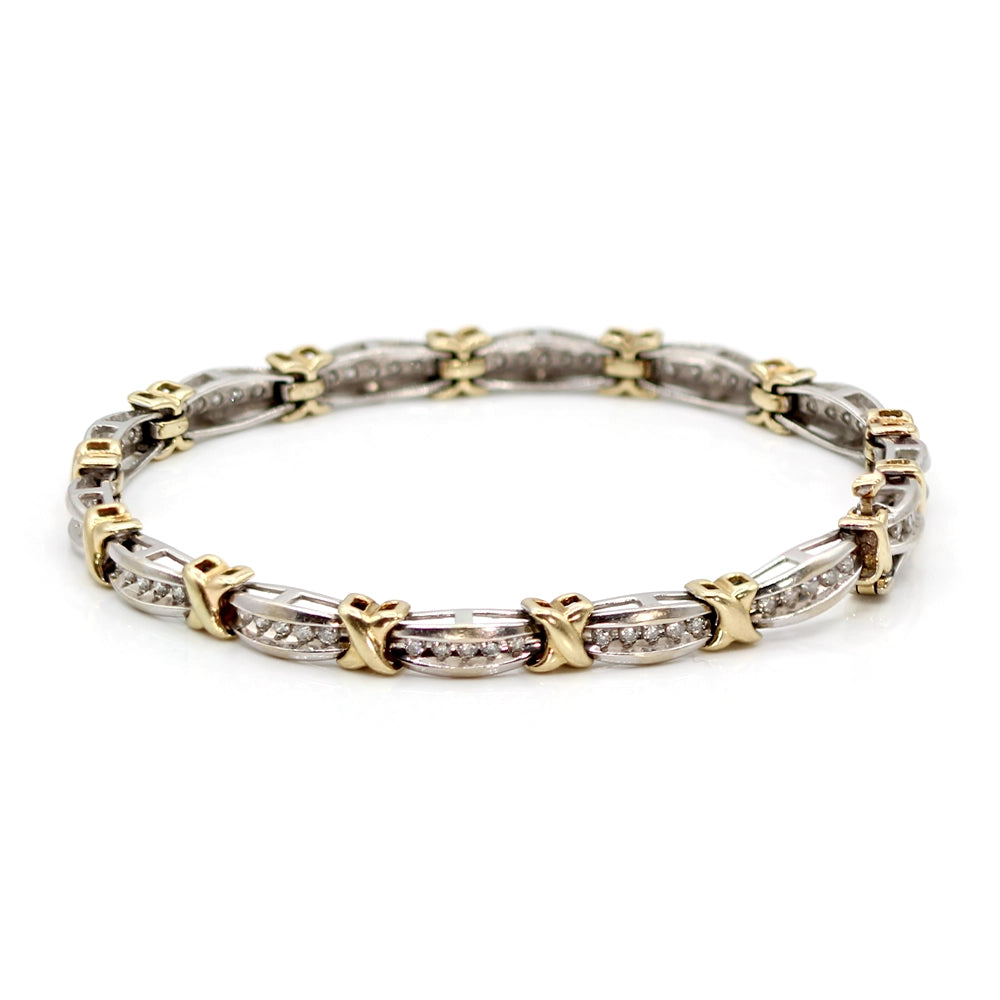 Two-Toned Gold and Diamond Tennis Bracelet SIZE 7