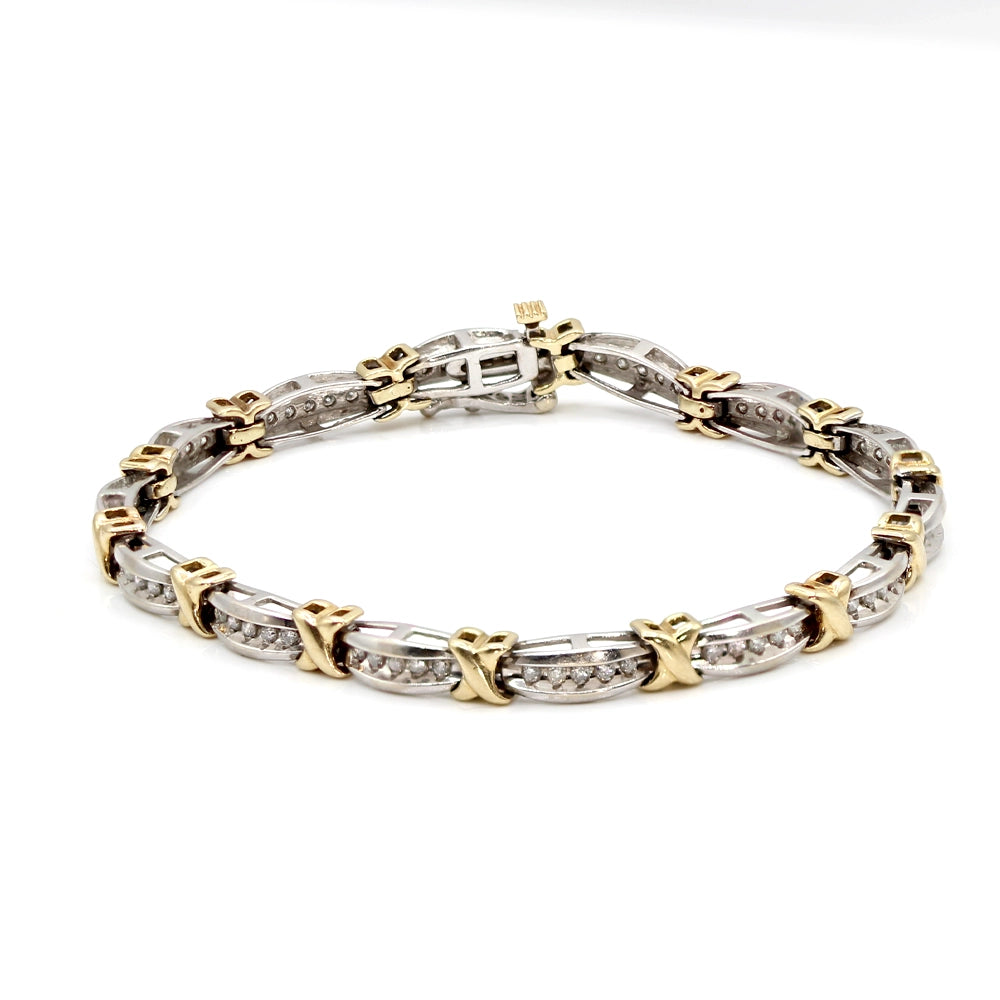 Two-Toned Gold and Diamond Tennis Bracelet SIZE 7