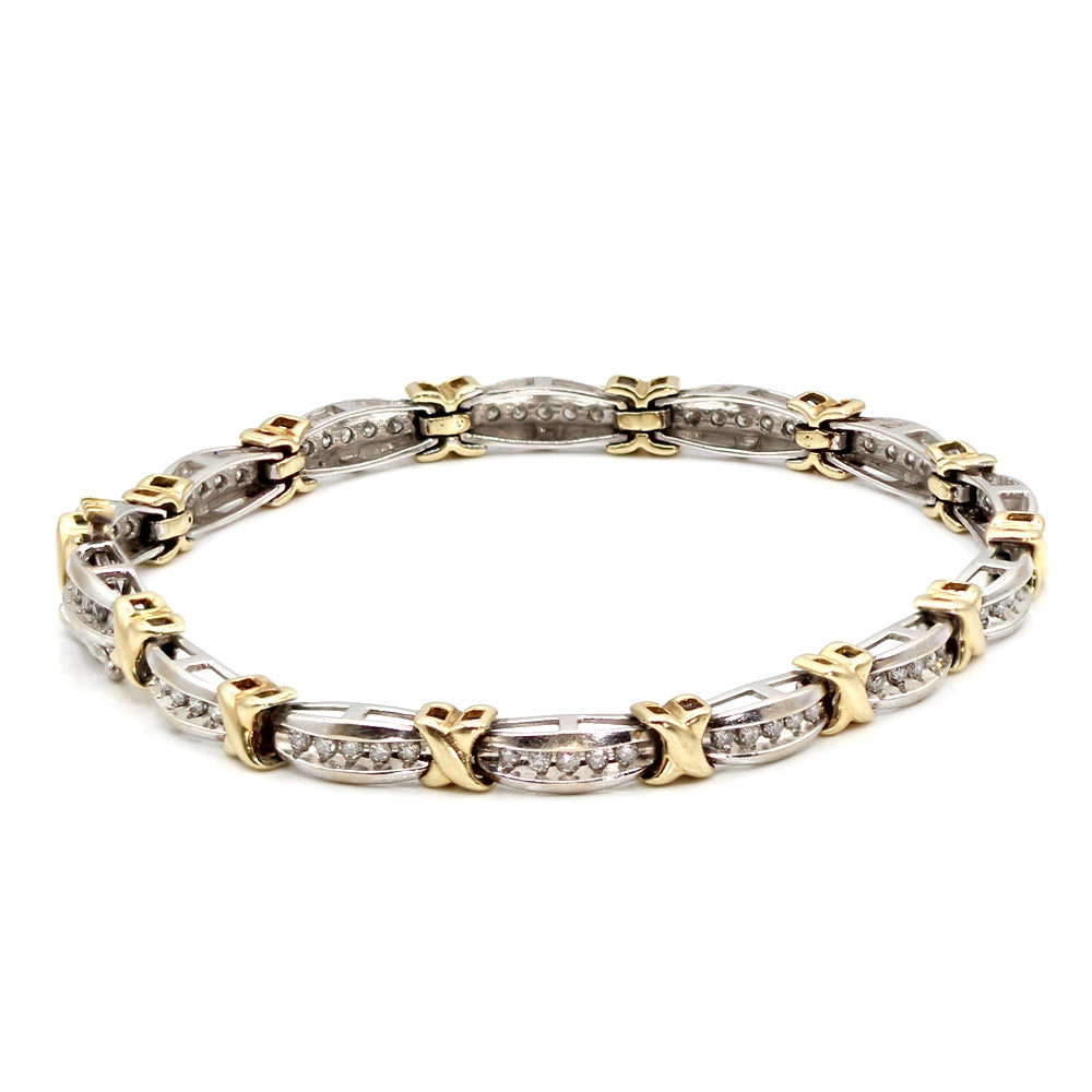 Two-Toned Gold and Diamond Tennis Bracelet SIZE 7