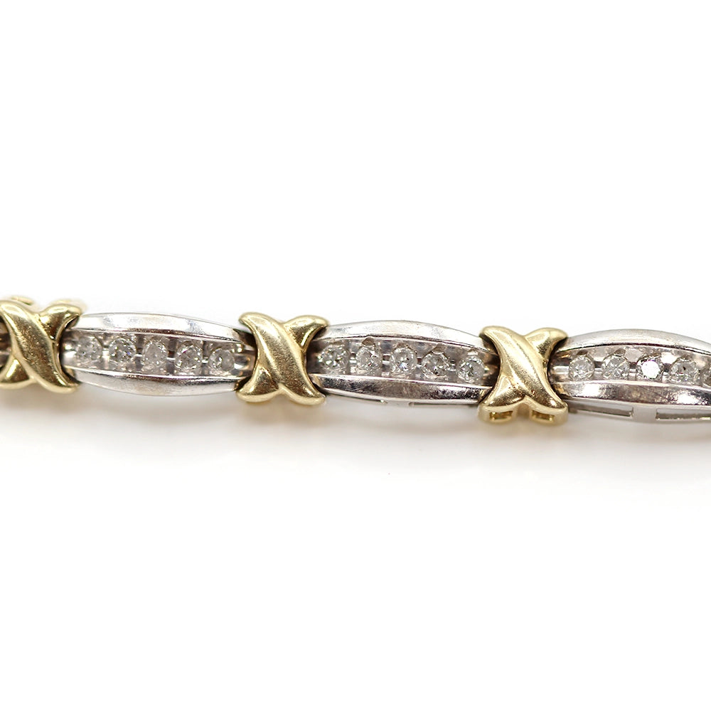 Two-Toned Gold and Diamond Tennis Bracelet SIZE 7