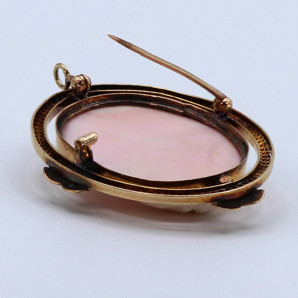 10K Yellow Gold and Resin Cameo Convertible Brooch Pendant