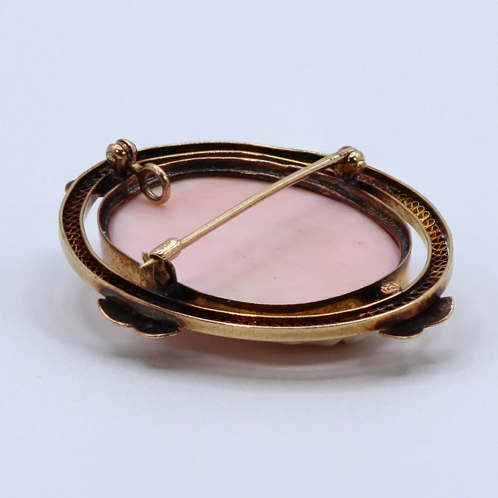 10K Yellow Gold and Resin Cameo Convertible Brooch Pendant