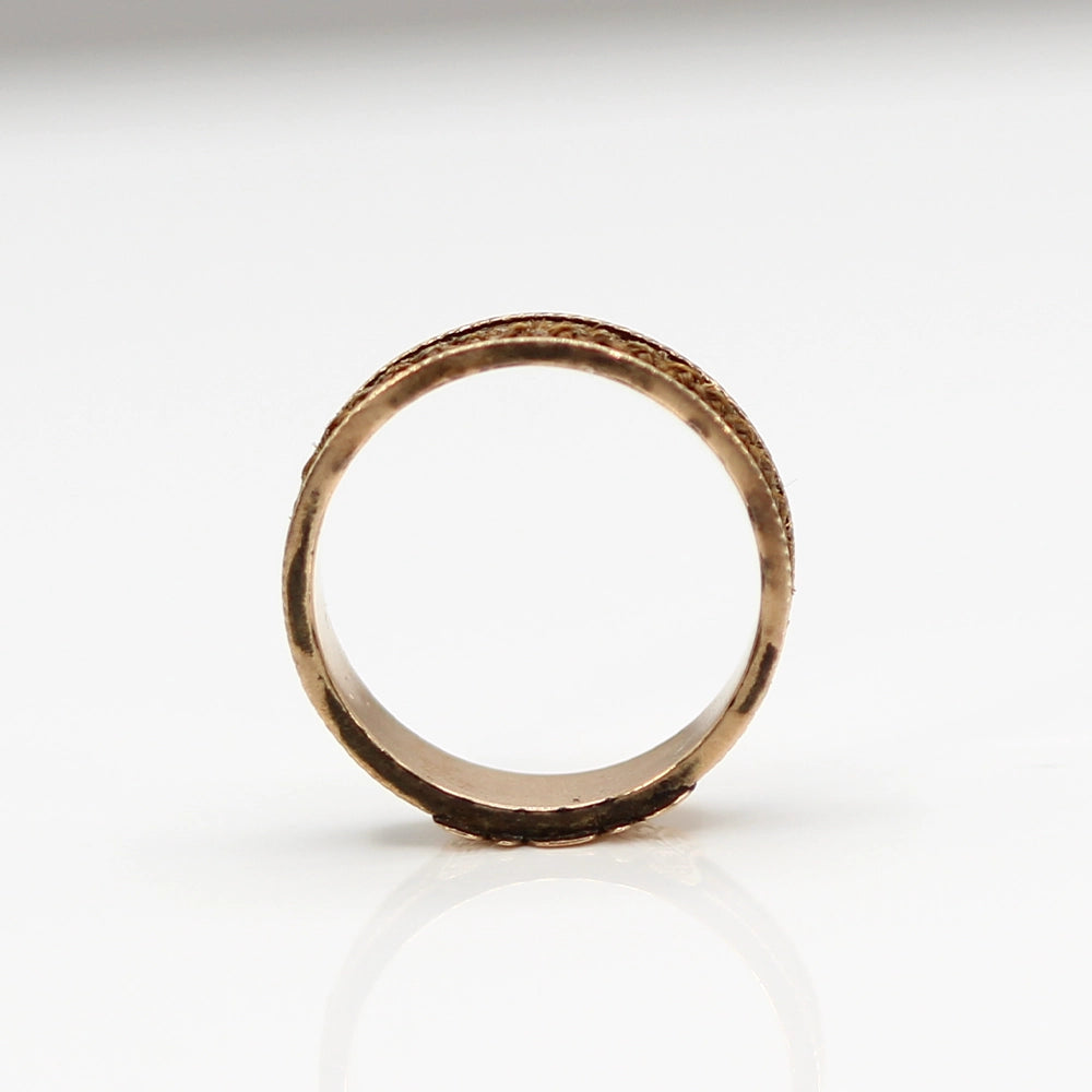 Victorian Hair and 14K Yellow Gold ‘Mourning’ Ring SIZE 7.5