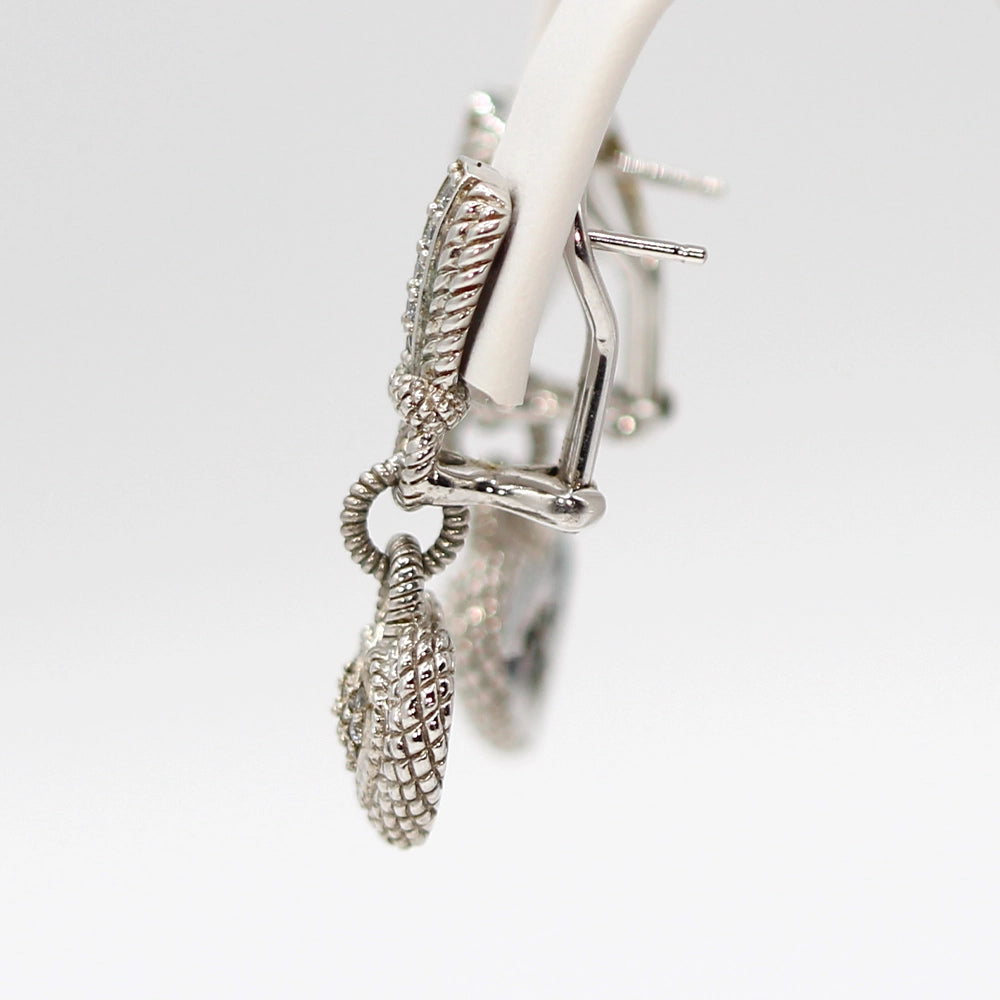 Judith Ripka Sterling Silver CZ Heart Dangle Earrings