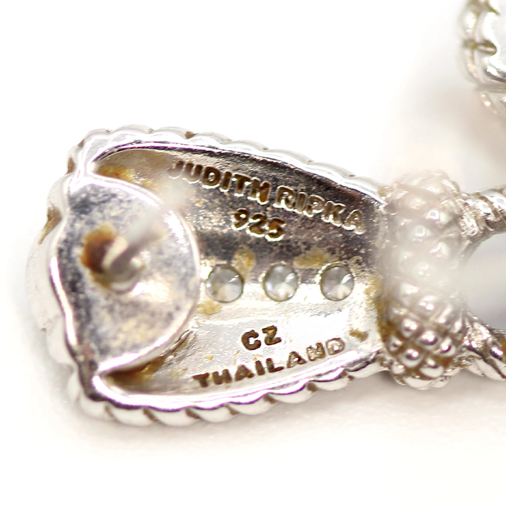 Judith Ripka Sterling Silver CZ Heart Dangle Earrings