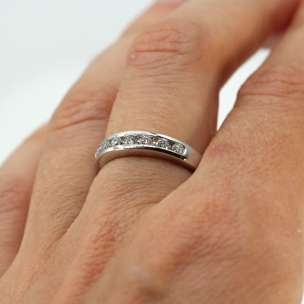 14K White Gold Double Diamond Ring SIZE 6.5