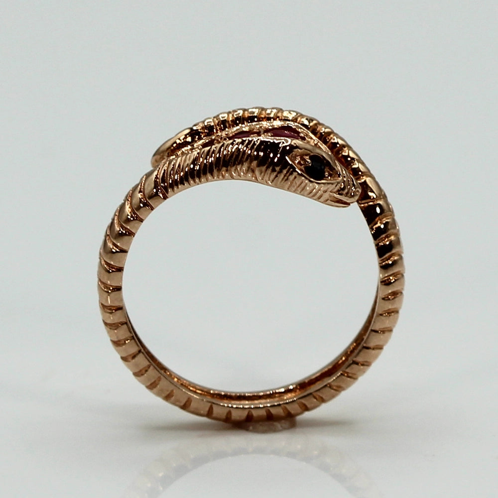 14K Rose Gold Ruby and Sapphire Snake Ring SIZE 7.25