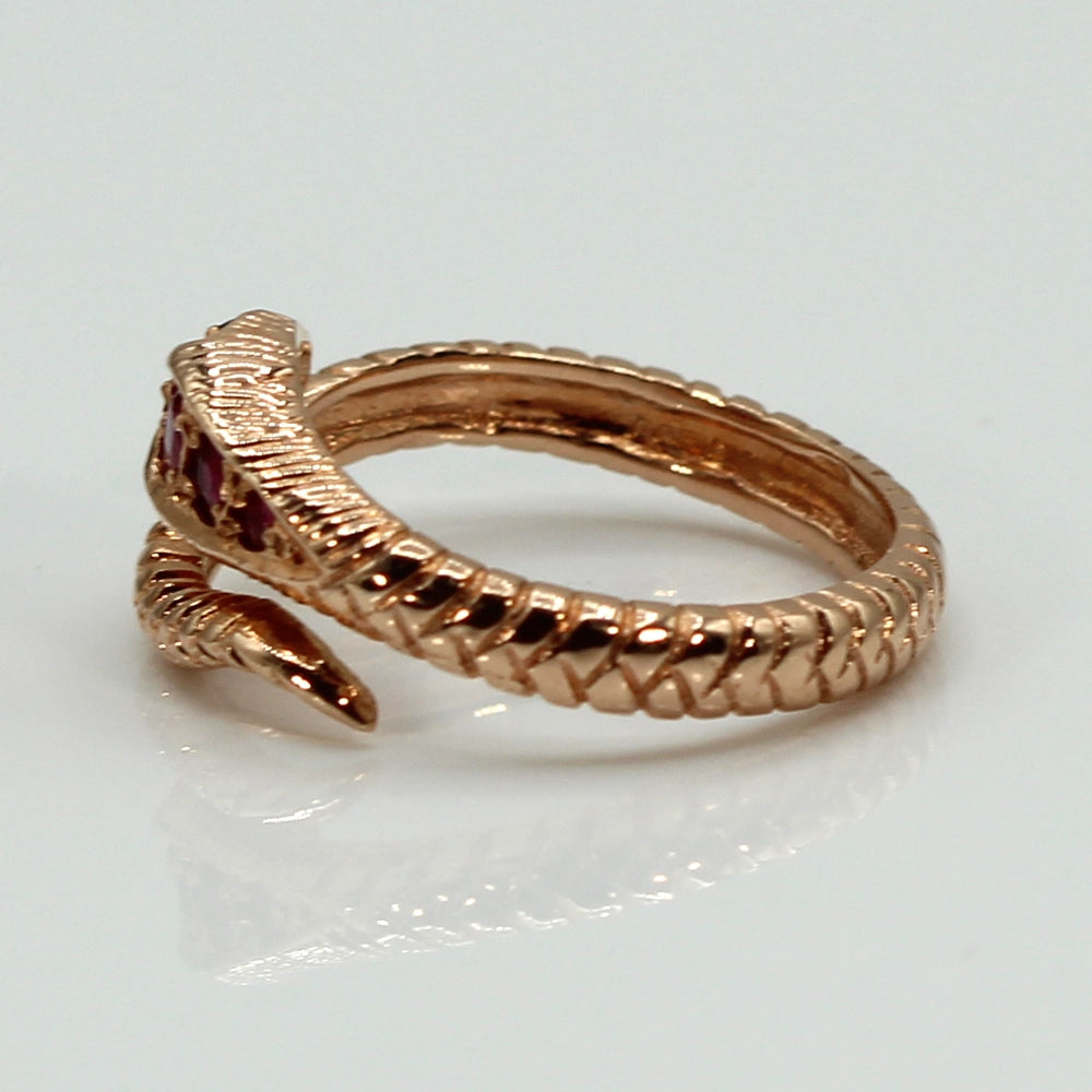 14K Rose Gold Ruby and Sapphire Snake Ring SIZE 7.25