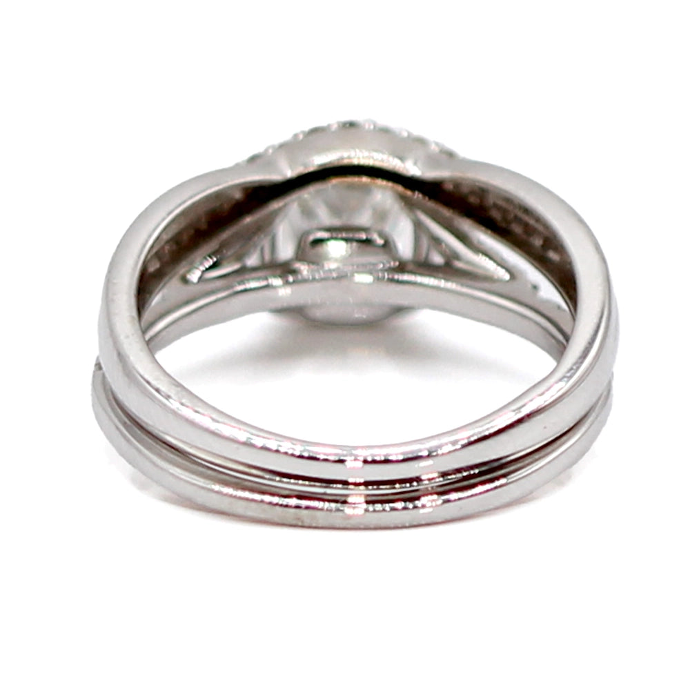 14K White Gold and Princess Cut Diamond Engagement and Wedding Ring Set SIZE 5