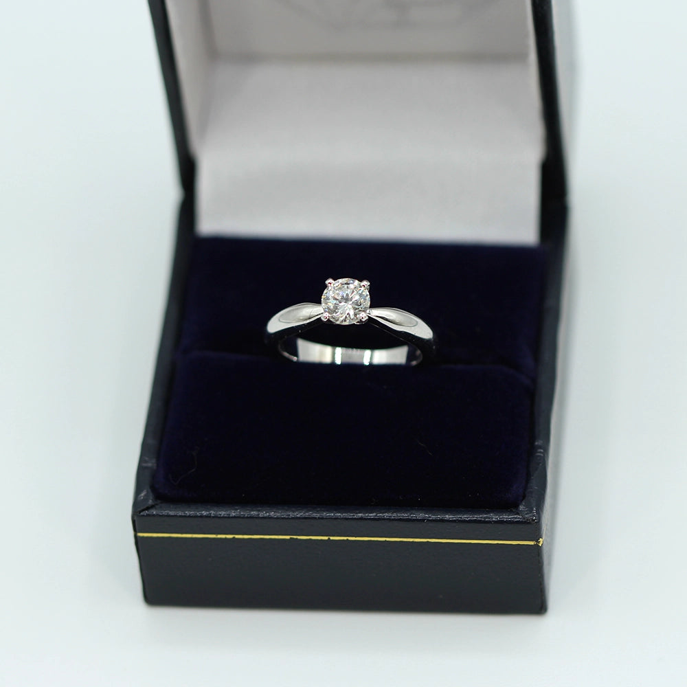 14K White Gold Diamond Solitaire Ring SIZE 5.5