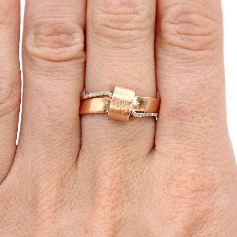 14K Rose Gold and Diamond "Water Under the Bridge" Ring SIZE 6